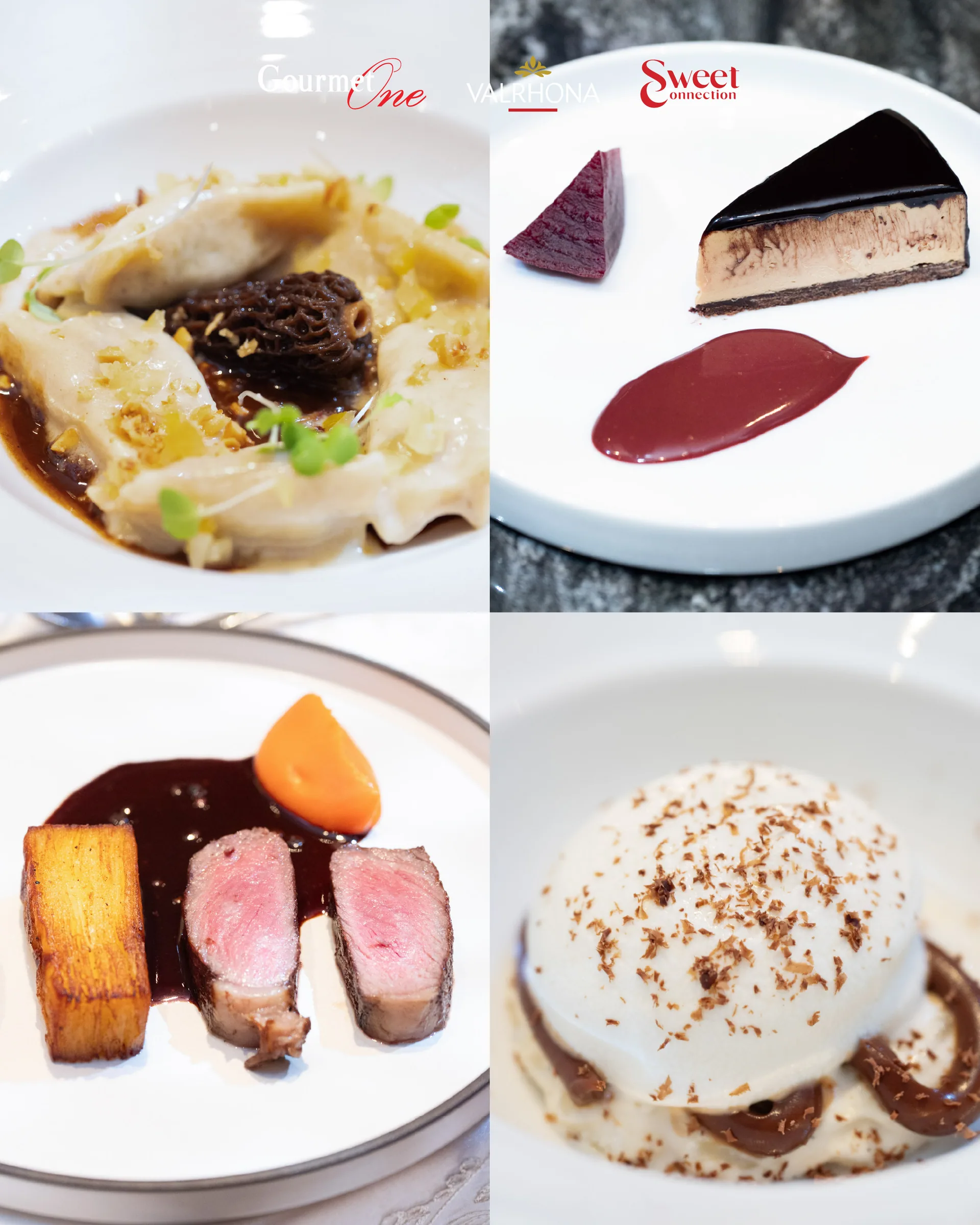 Four plated courses from the special Guanaja anniversary dinner.