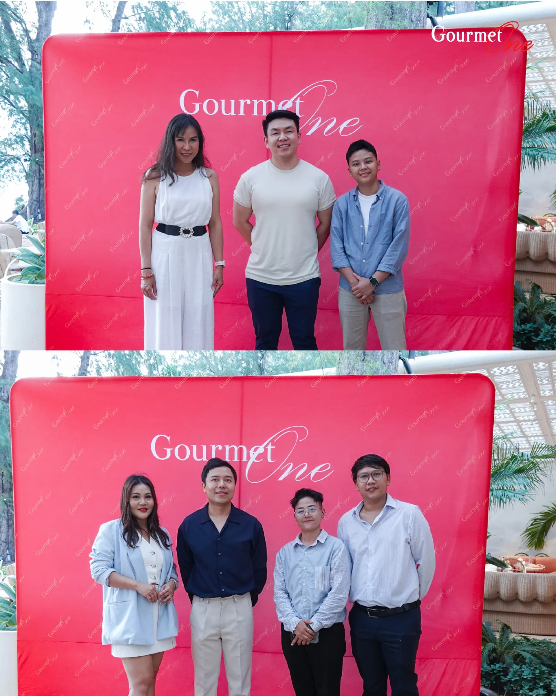 Chefs and hospitality professionals posing at the Gourmet One dinner.