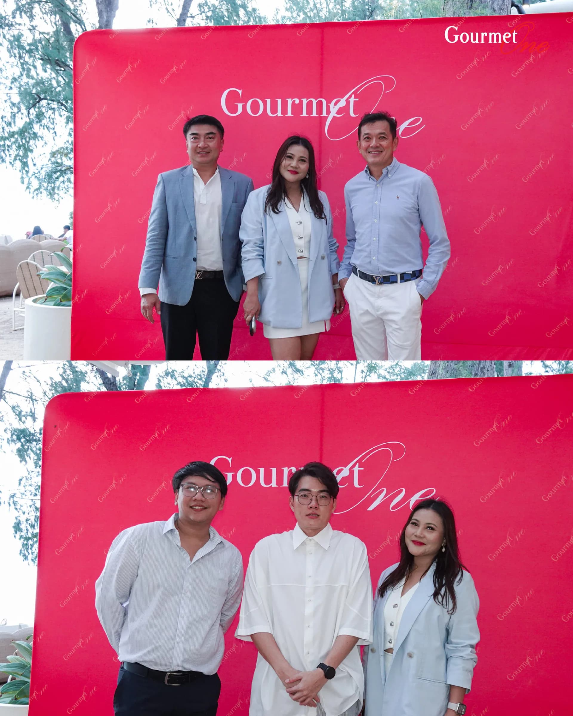 Guests smiling for portraits at the Gourmet One Pattaya dinner.